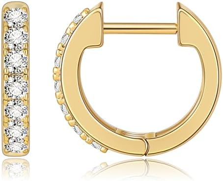 Gacimy Gold Huggie Earrings for Women 14K Real Gold Plated, Small Cubic Zirconia Cartilage Hoop E... | Amazon (US)
