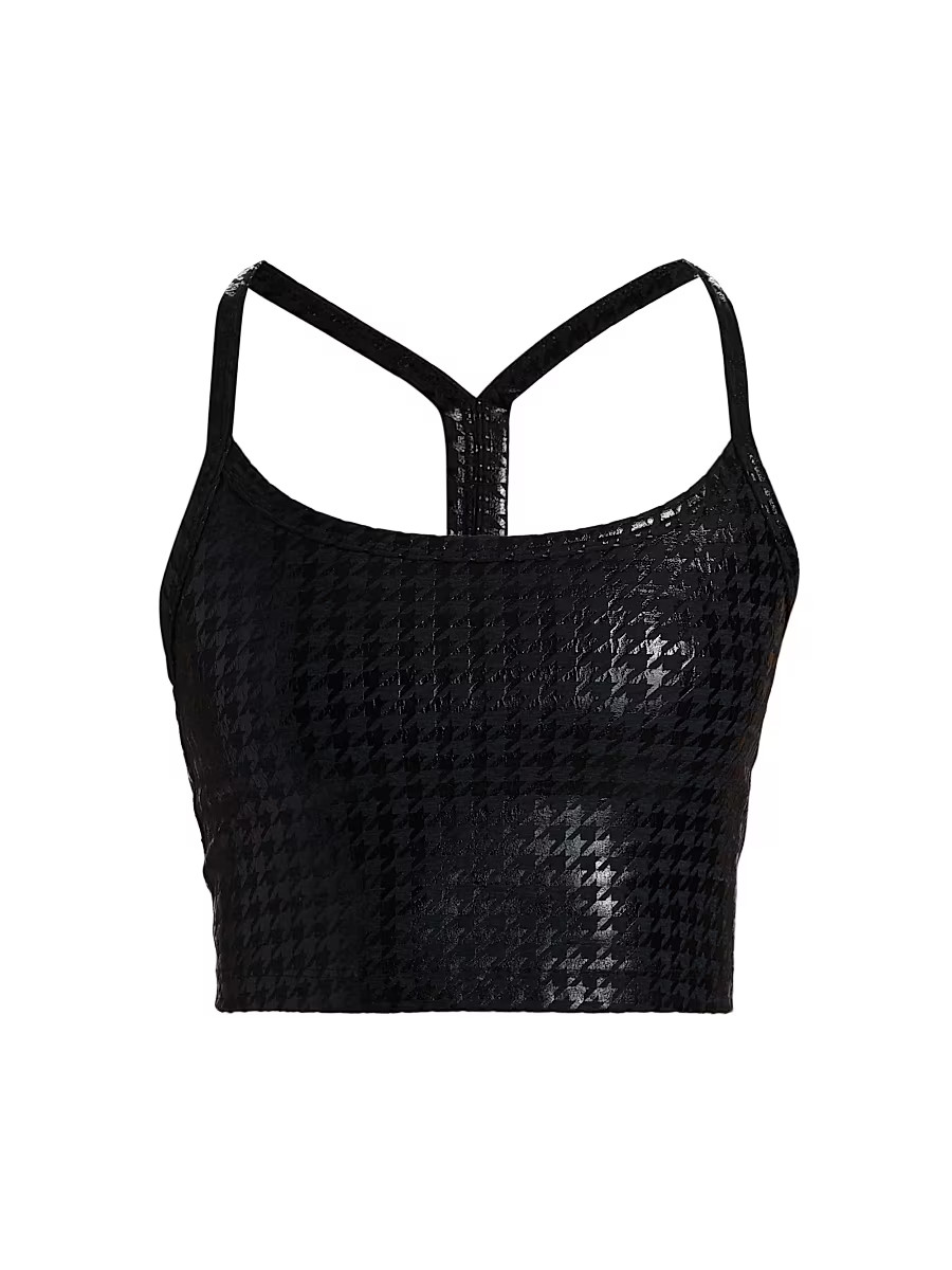 Women's Houndstooth Slim Racerback Crop Tank - Houndstooth Black - Size Large | Saks Fifth Avenue