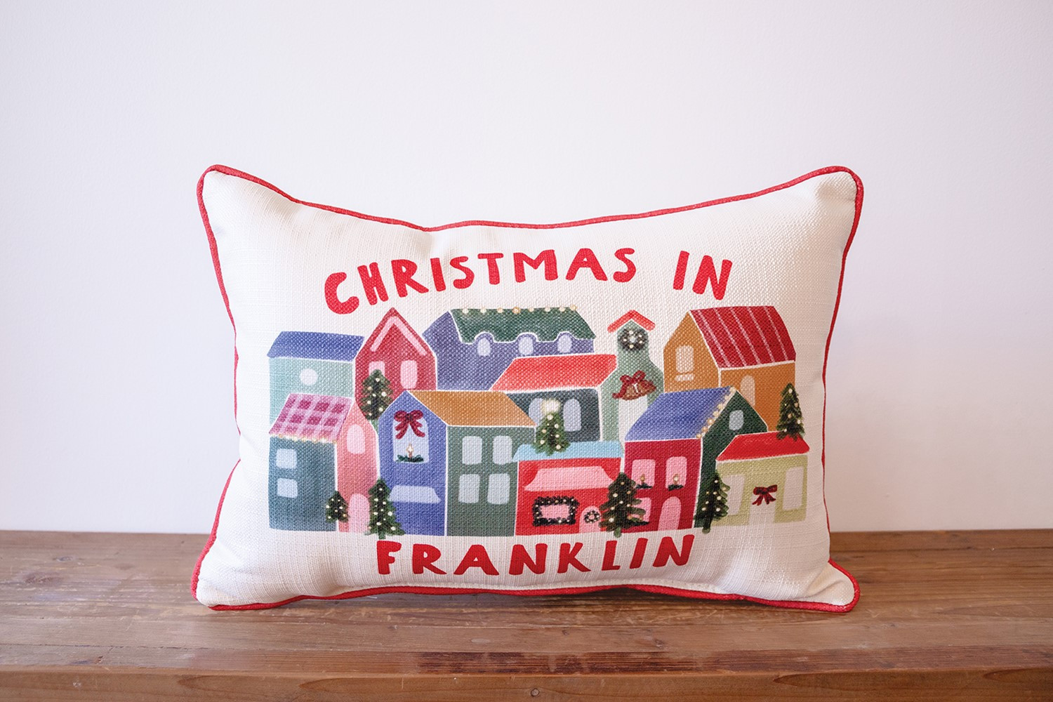 Stacked Hometown Christmas Pillow | Little Birdie | Little Birdie