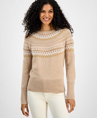 Tommy Hilfiger Women's Round-Neck Long-Sleeve Fair Isle Sweater  - Macy's | Macy's