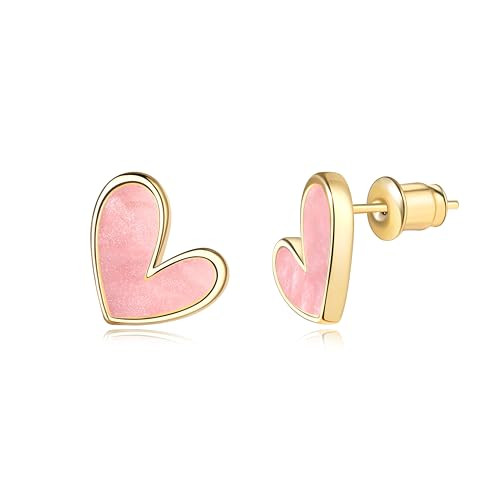 Tiny Heart acrylic14K Gold Plated studs earrings | 925 Sterling Silver Posts | | Amazon (US)