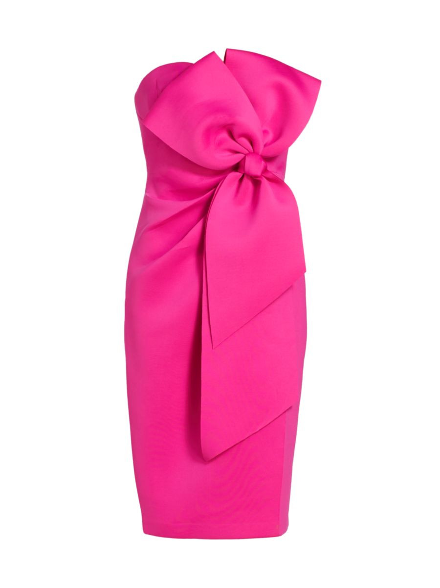Shop Badgley Mischka Strapless Bow-Embellished Dress | Saks Fifth Avenue | Saks Fifth Avenue