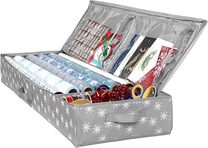 Wrapping Paper Storage Container – Fits up to 27 Rolls 1 3/8” Diam. - Underbed Gift Wrap Orga... | Amazon (US)