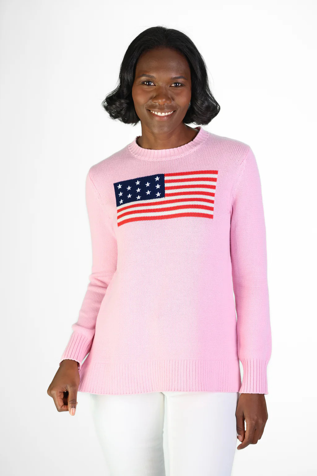 Pink Casual Crew Flag Sweater | Duffield Lane