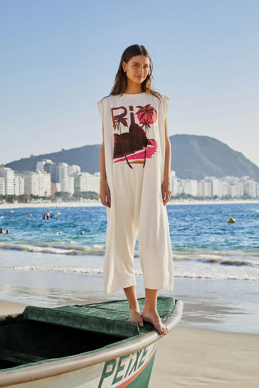 Off-White Rio Sleeveless Organic Cotton Jumpsuit | Farm Rio EU