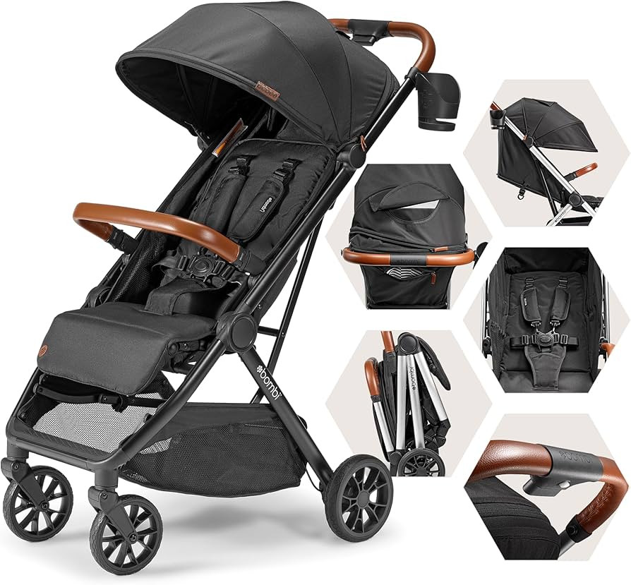 Bombi Bēbee V2 Lightweight Baby Stroller - Premium Vegan Leather, One-Hand Fold, Infinite Reclin... | Amazon (US)