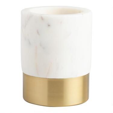 Maxwell Marble And Gold Metal Pencil Cup | World Market