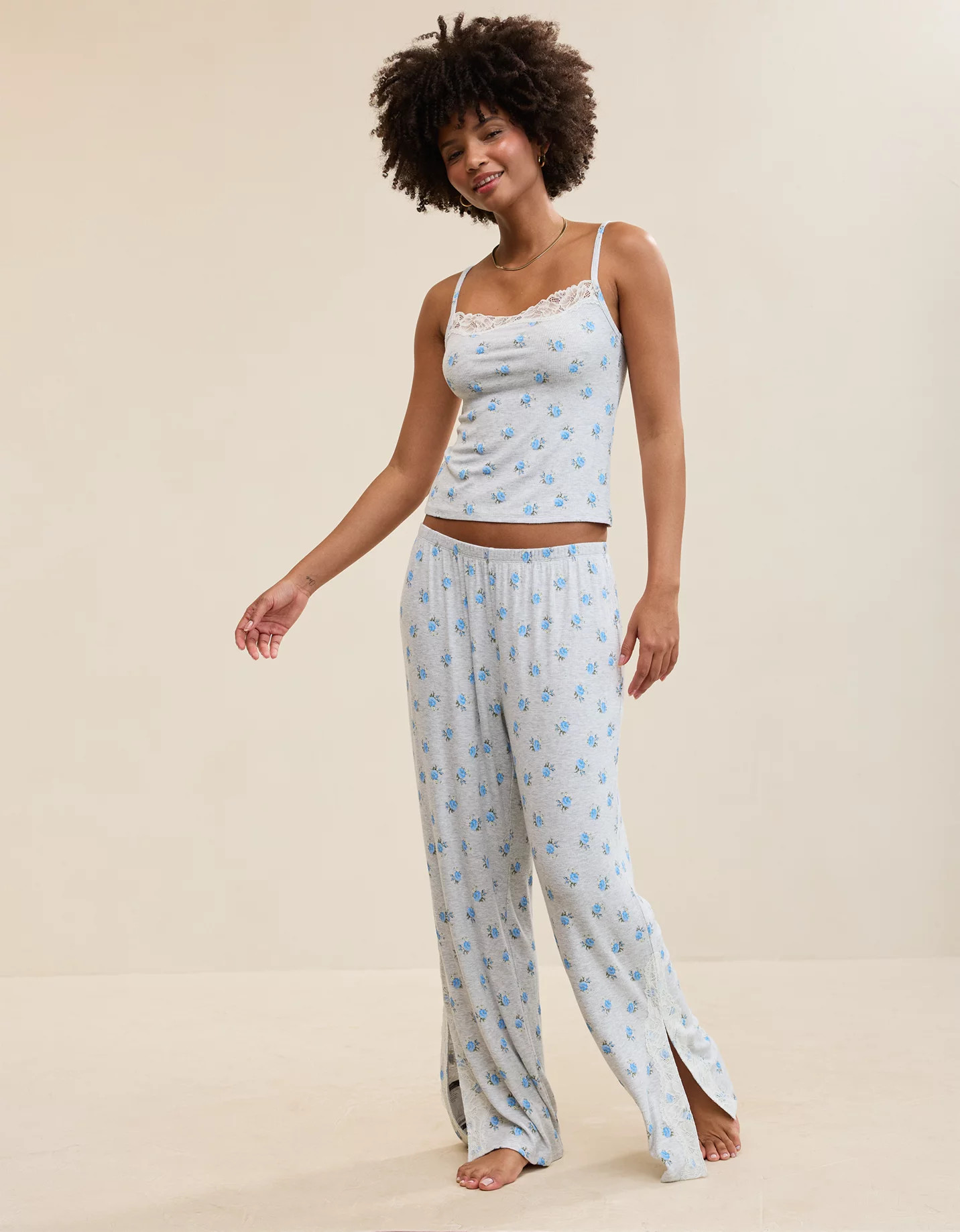 New OVERSLEPT by Aerie Real Soft Ribbed Trouser PJ | American Eagle Outfitters (US & CA)