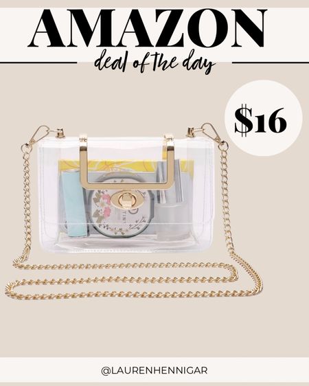 AMAZON DEAL OF THE DAY!!! amazon clear stadium approved game day bag with gold chain, amazon clear bag, clear game day purse, gold game day purse, cute and trendy game day bags, college gameday, sec game day, college football, amazon deals of the day, deal of the day, sale alert, #gameday #clearpurse #stadiumbag #custom #etsy #stoneycloverlane #amazonfinds #amazonaccessories #amazongameday

#LTKsalealert #LTKSeasonal #LTKstyletip