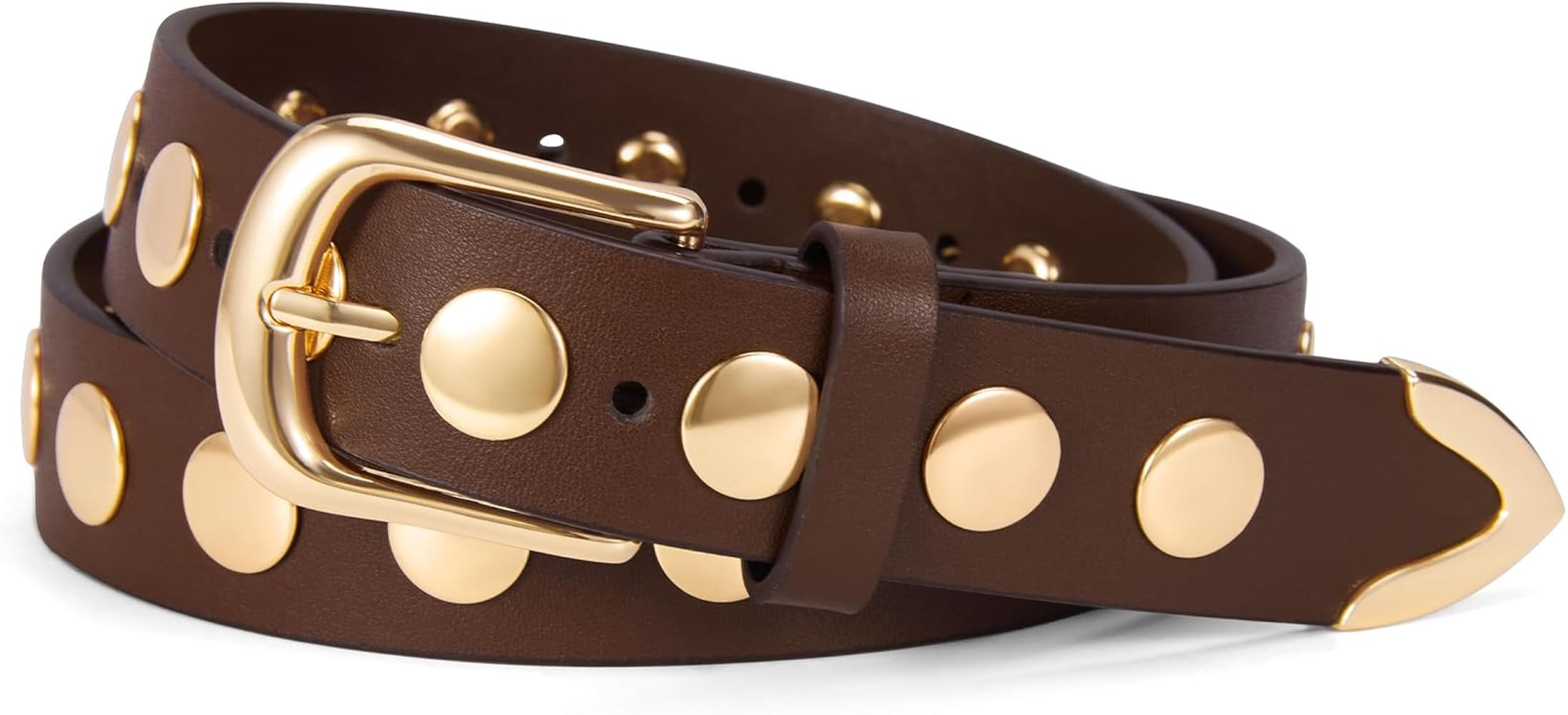 VATAN Women Leather Belt for Jeans Dresses Pants Fashion Ladies Casual Waist Belt with Gold Buckl... | Amazon (US)
