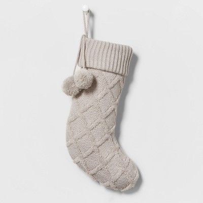 Tufted Diamond Lattice Knit Christmas Stocking - Wondershop™ | Target