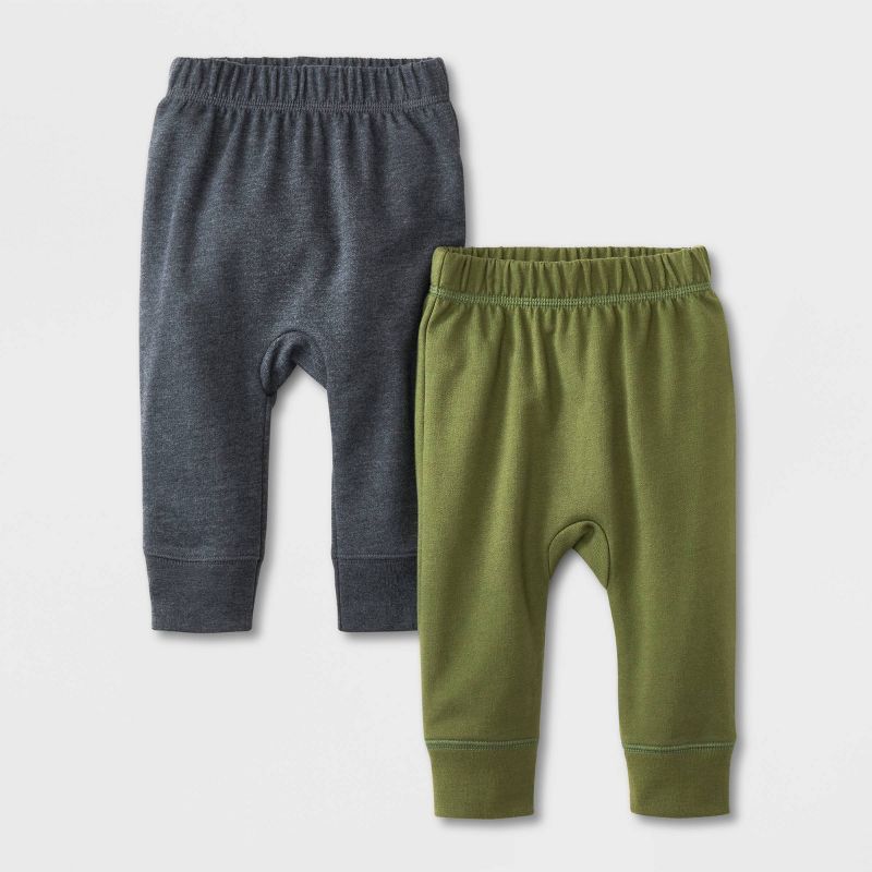 Baby Boys' 2pk French Terry Jogger Pants Set - Cat & Jack™ Charcoal Gray/Olive | Target