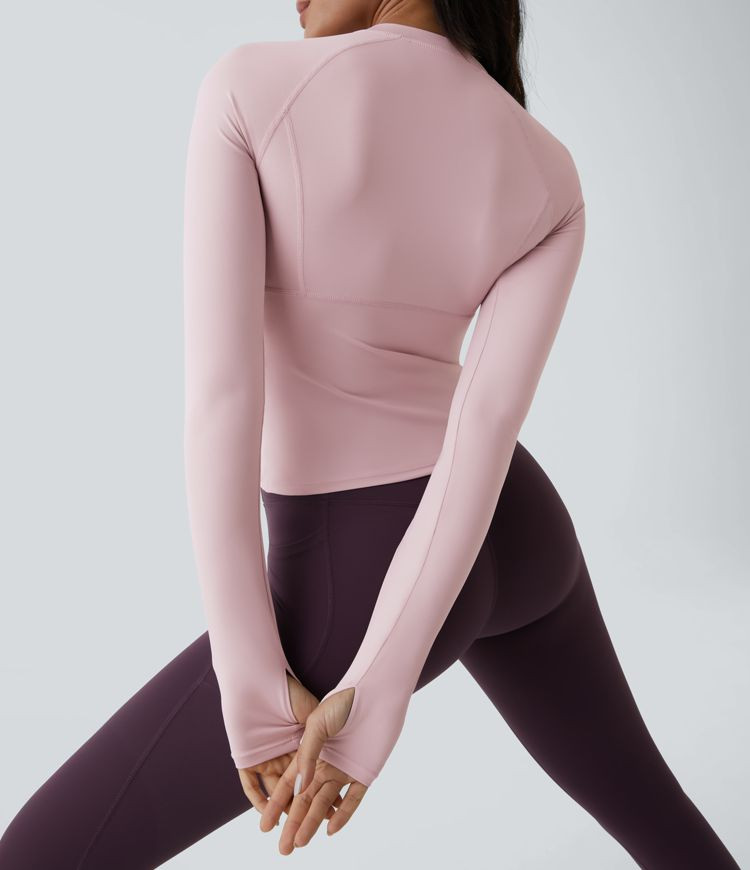 Solid Thumb Hole Yoga Sports Top | HALARA