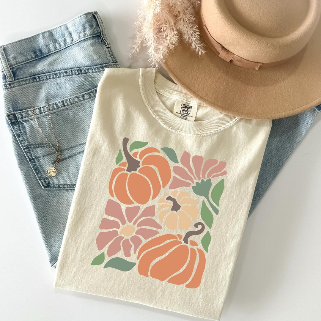 Floral Pumpkin Shirt Comfort Colors Vintage Pumpkin Floral Shirt Matisse Inspired Fall Floral Shi... | Etsy (US)