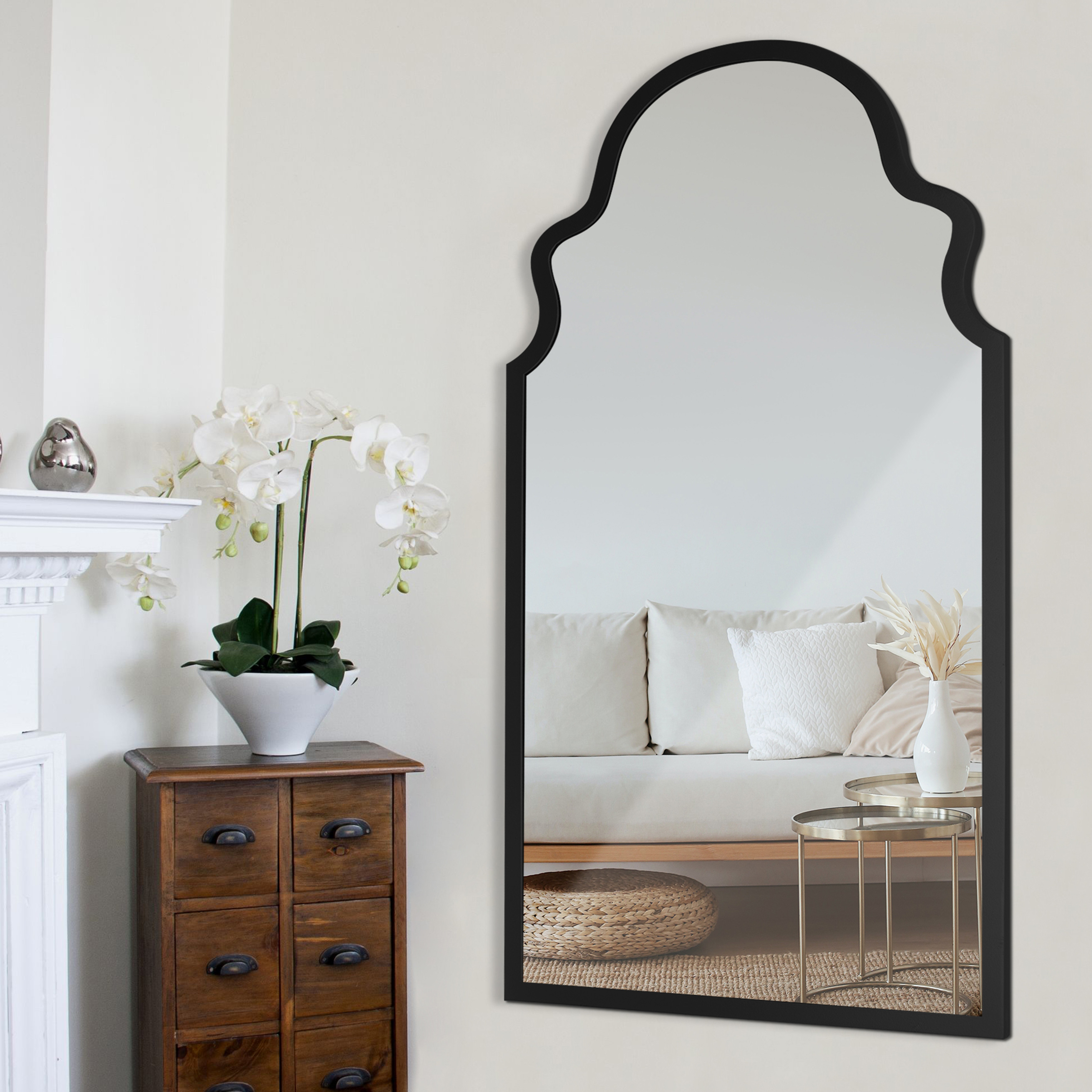 Clavie Crown Arched Mirror, Modern Arched Mirror with Metal Frame Decorate, Wall Mirror Vanity Mi... | Walmart (US)