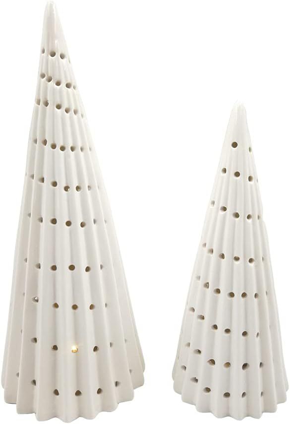 FreeToFly Porcelain Christmas Tree, Tabletop Decor with LED Lights (2 Sets) | Amazon (US)