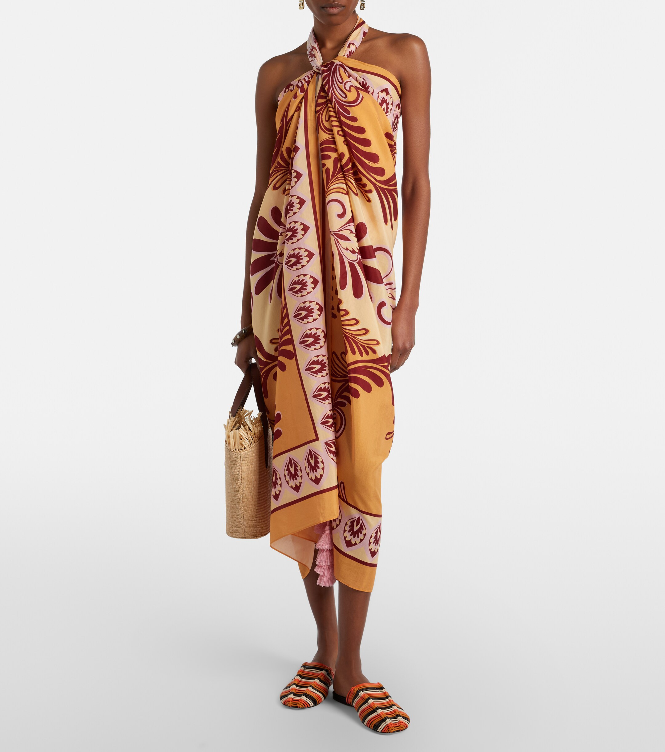 Basket Small fringed leather-trimmed tote bag | Mytheresa (INTL)