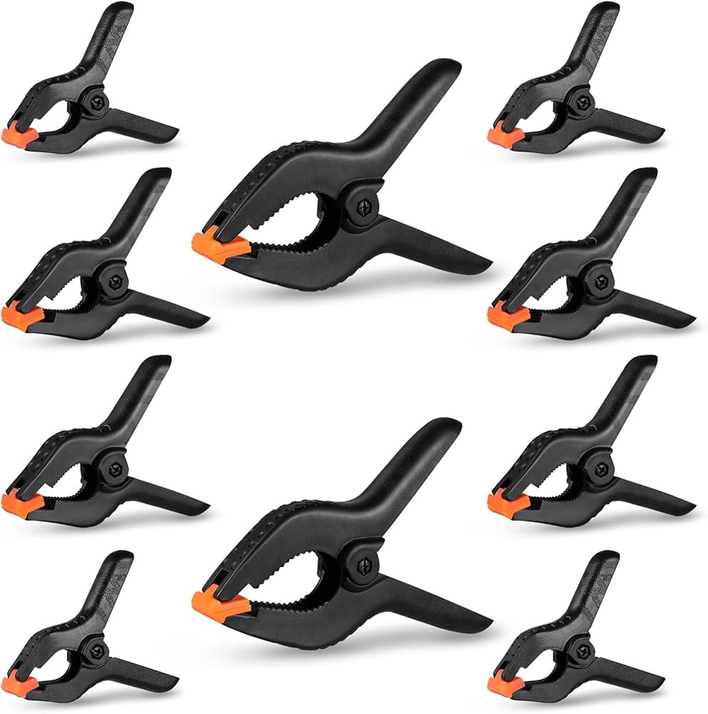 10 Pack Spring Clamps Heavy Duty - Assorted Sizes Spring Clips Plastic 6.5 Inches, 4.5 Inches, 3.... | Amazon (US)