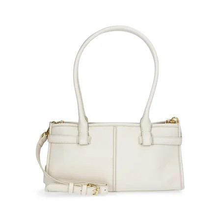 Time and Tru Women's Faux Leather Gwyn Shoulder Handbag, Bleached Beige | Walmart (US)