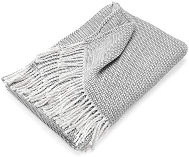 myHomery Sommerdecke Strick leicht & kuschelig - Wolldecke Fransen - Kuscheldecke Design modern S... | Amazon (DE)