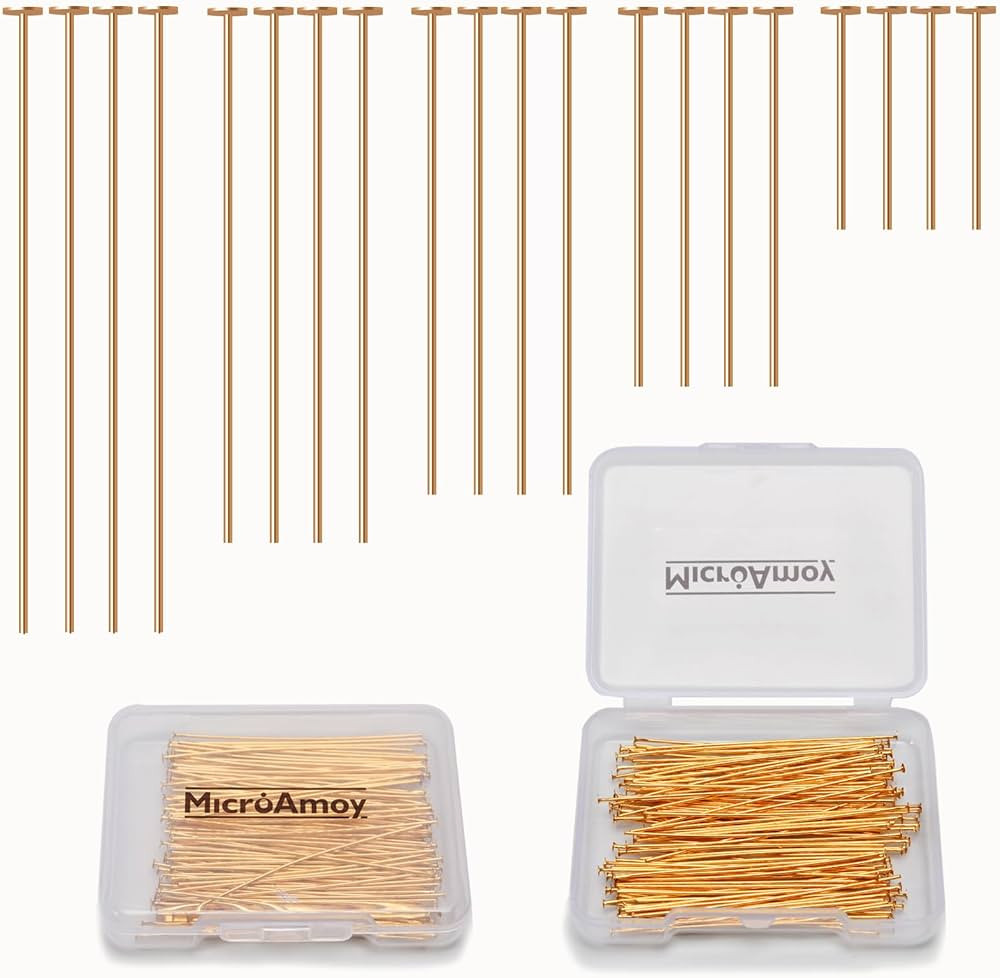 150pcs 18K Gold Filled Flat Head Pins Non Tarnish Craft Earring Bracelet Jewelry Making Accessori... | Amazon (US)