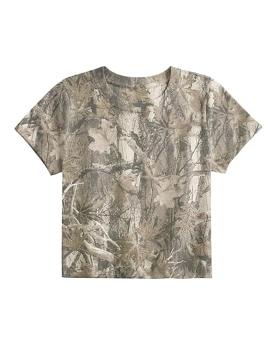 Eutten Womens Camo Crop Top Crew Neck Short Sleeve T Shirts Slim Fitted Maple Leaf Print Graphic ... | Amazon (US)