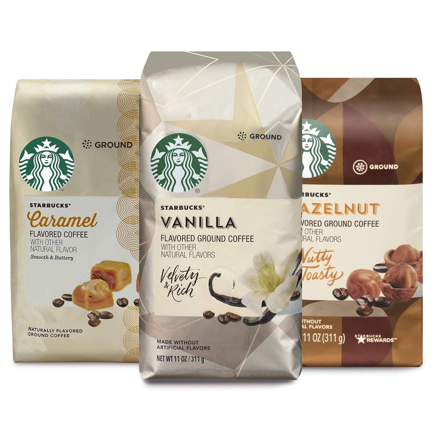 Starbucks Flavored Ground Coffee — Variety Pack — No Artificial Flavors — 3 bags (11 oz. ea... | Amazon (US)