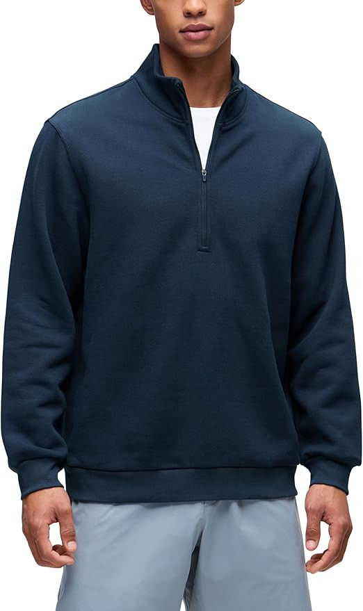 CRZ YOGA Cotton Fleece Lined Half Zip Sweatshirts for Men - Mock Neck Pullover Sweat Shirts Casua... | Amazon (US)
