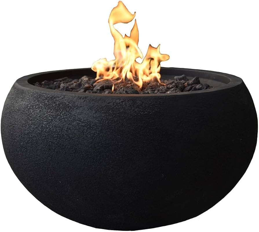 York Concrete Fire Pit 27" x 27" Outdoor Patio Firepit Includes Lava Rocks Modern Fire Pits & Out... | Amazon (US)