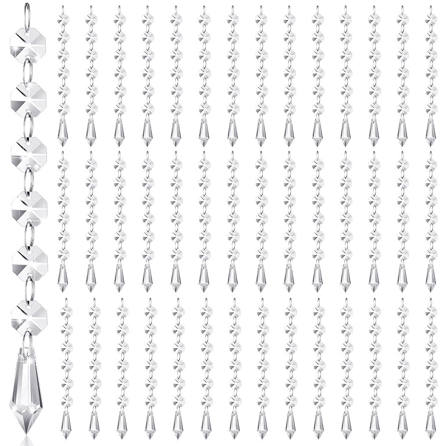 Nuenen 100 Pcs Acrylic Hanging Crystals for Centerpieces Chandelier Clear Crystal Garland Strands... | Amazon (US)