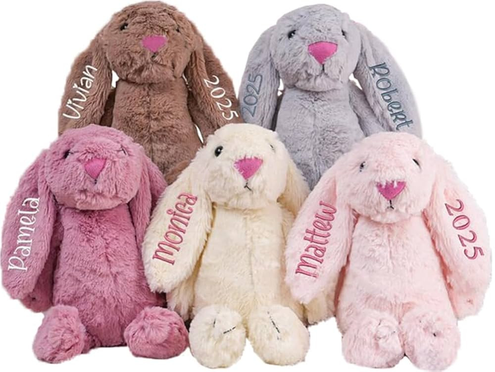 Custom Plush Easter Bunny for Kids, Personalized Embroidered Long Ear Bunny with Name, Custom Flu... | Amazon (US)