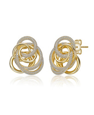 Modern 14K Gold Plated CZ Eternity Knot Chunky Earrings | Macy's