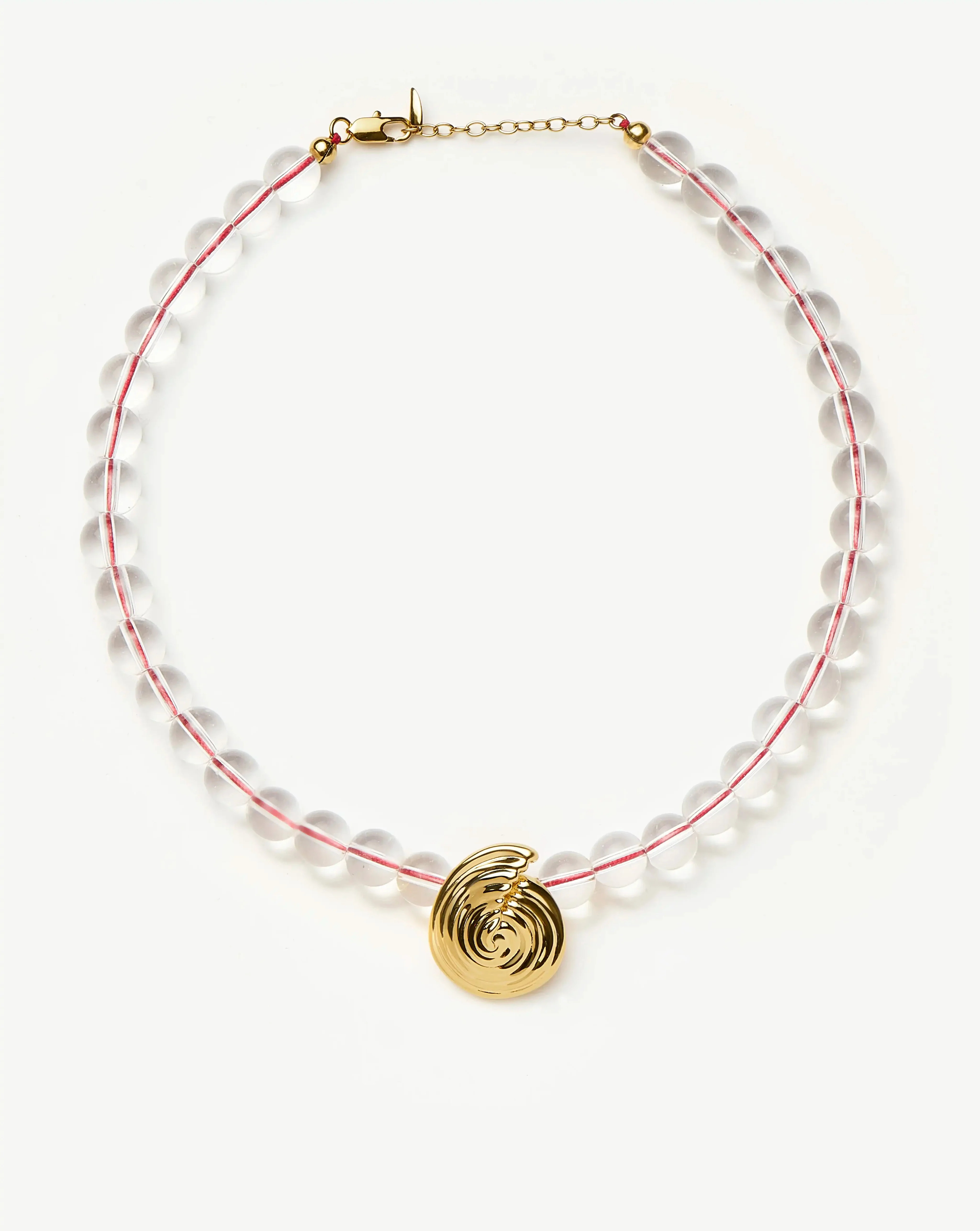 Spiral Gemstone Beaded Pendant Necklace |18ct Gold Plated / Clear Crystal Quartz Necklaces | Missoma UK