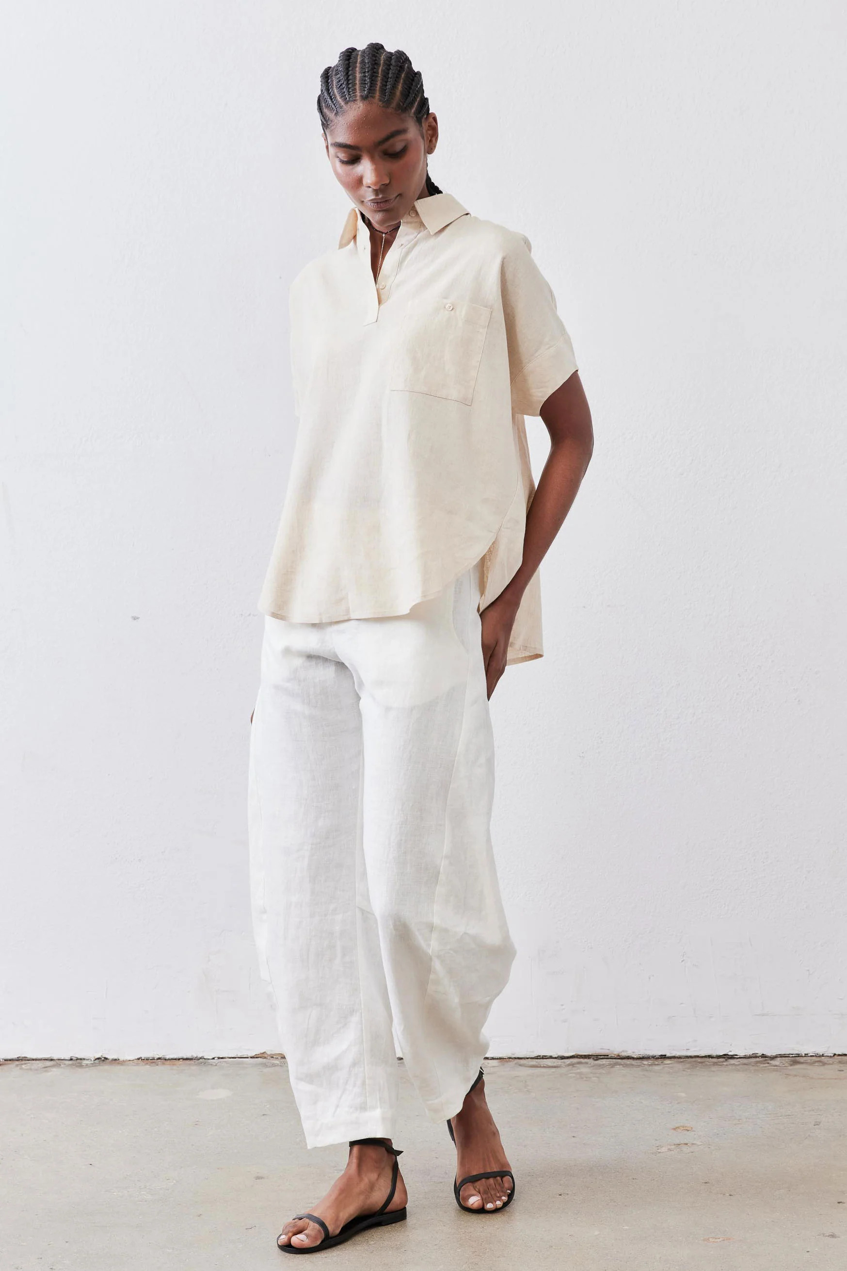 Pullover Short Sleeve Linen Blouse | Ruti