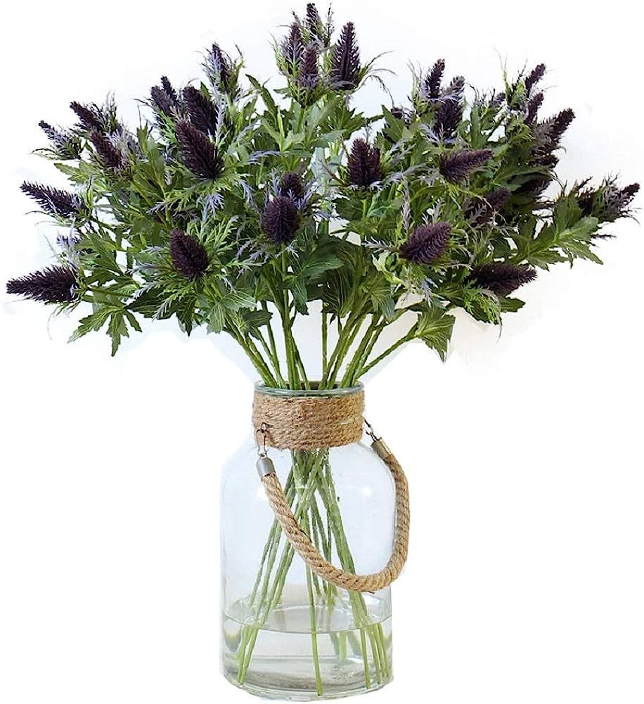 Allinlove 4 Bundles Artificial Thistle Spray Eryngo Fake Eryngium Sea Holly Flowers Bouquet Weddi... | Amazon (US)