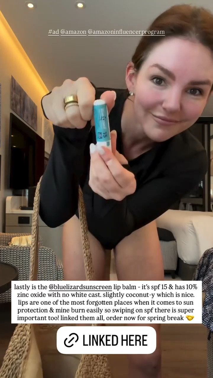 lastly is the bluelizardsunscreen lip balm - it's spf 15 & has 10% zinc oxide with no white cast. slightly coconut-y which is nice. lips are one of the most forgotten places when it comes to sun protection & mine burn easily so swiping on spf there is super important too! linked them all, order now for spring break

#LTKSwim #LTKgrwm #LTKActive