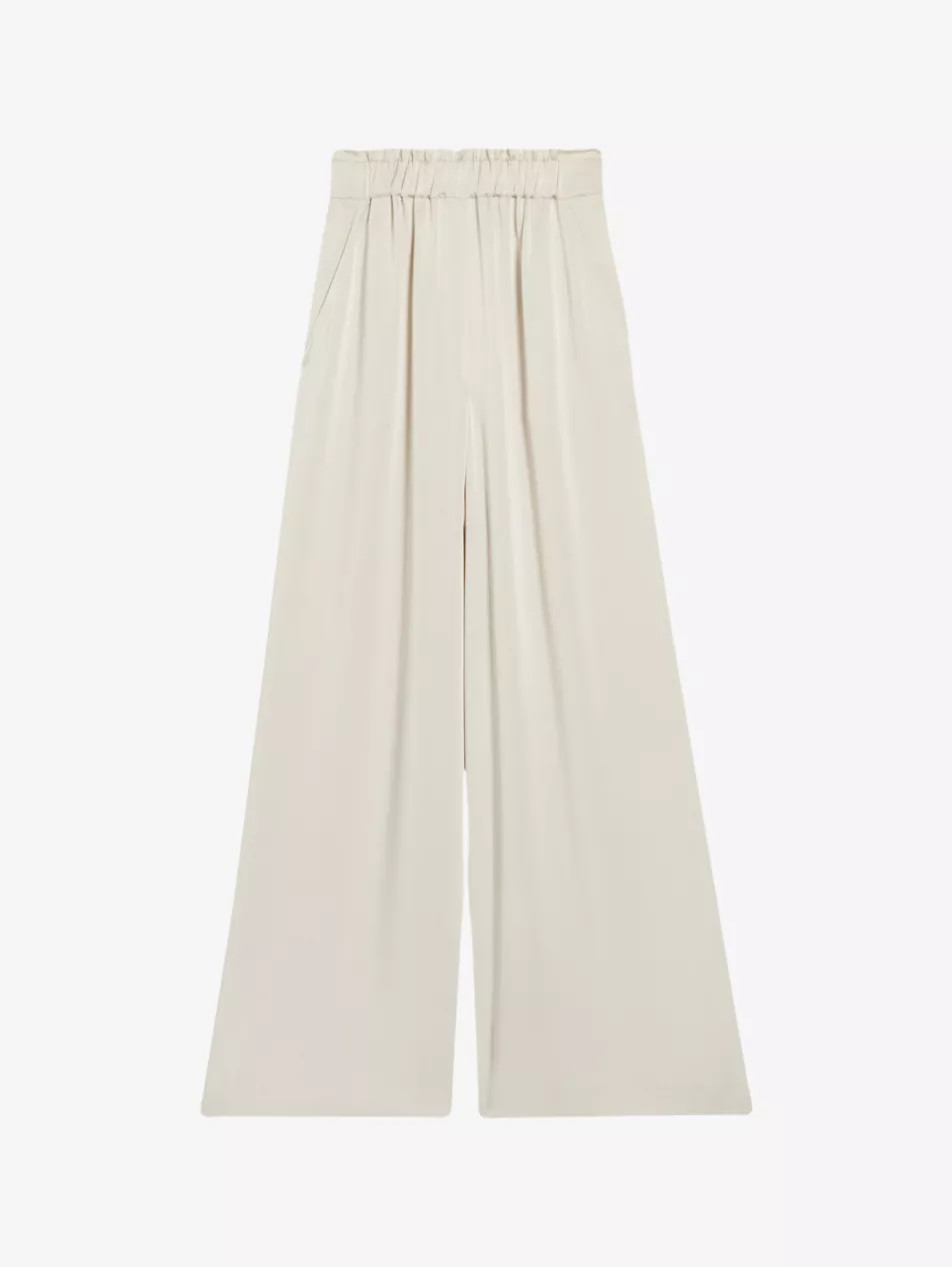 Smocked-waistband wide-leg satin trousers | Selfridges