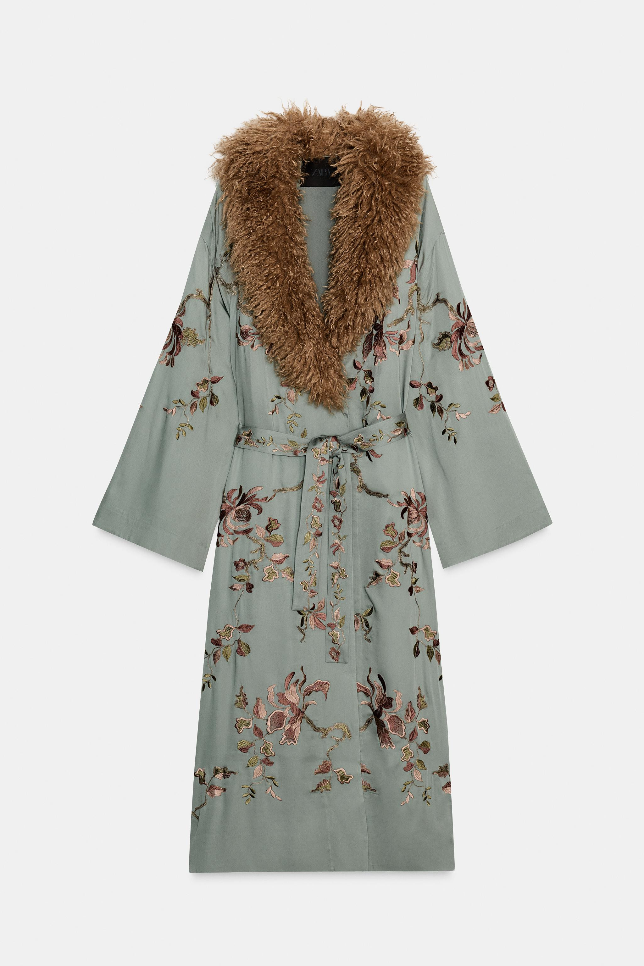 FAUX FUR COLLAR KIMONO ZW COLLECTION LIMITED EDITION | Zara US