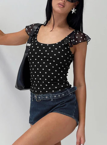 Beckinsale Polka Top Black | Princess Polly US