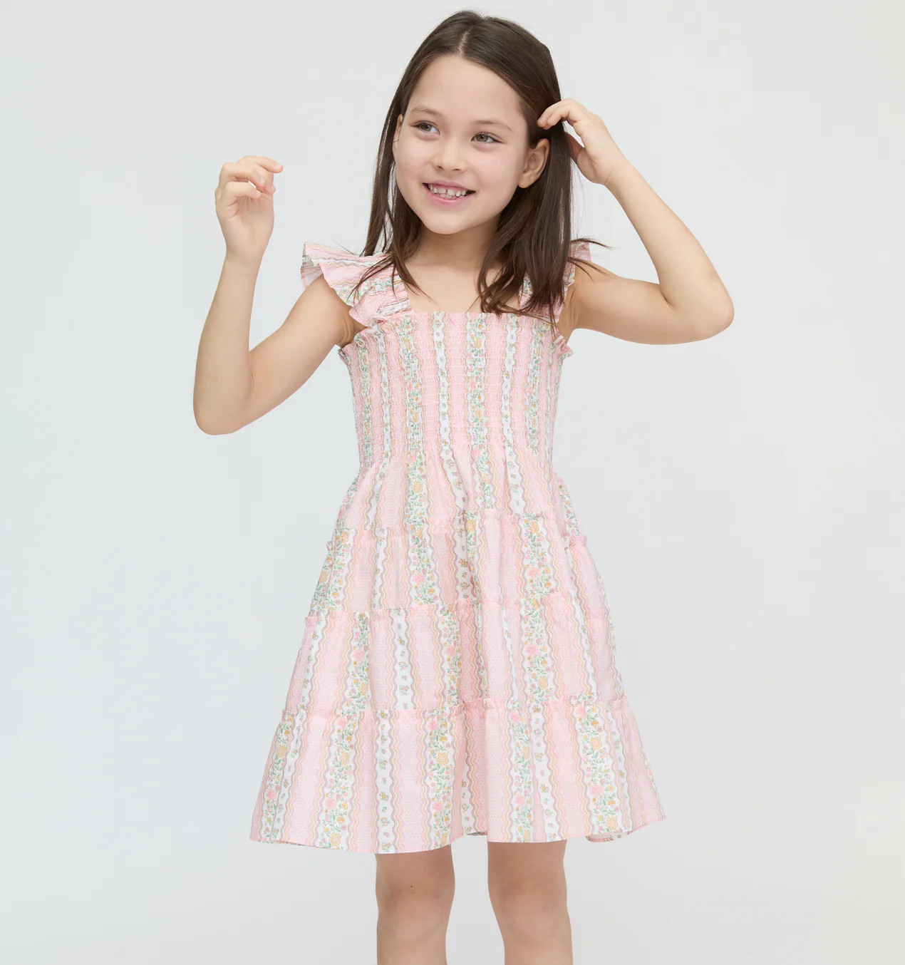 The Hill House x La Coqueta Tiny Ellie Nap Dress - Pink Floral Stripe | Hill House Home US