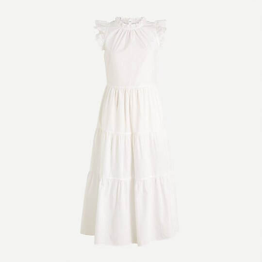 Tiered ruffle-sleeve cotton poplin dress | J. Crew US