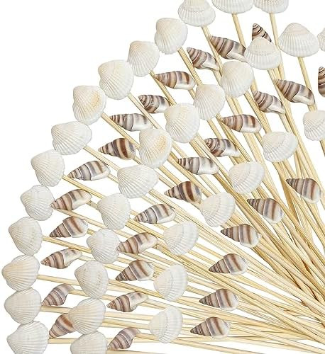 200Pcs Seashell Cocktail Picks,Beach Hawaiian Lua Party Pick 4.7 Inch Fancy Appetizer Tooth Picks... | Amazon (US)