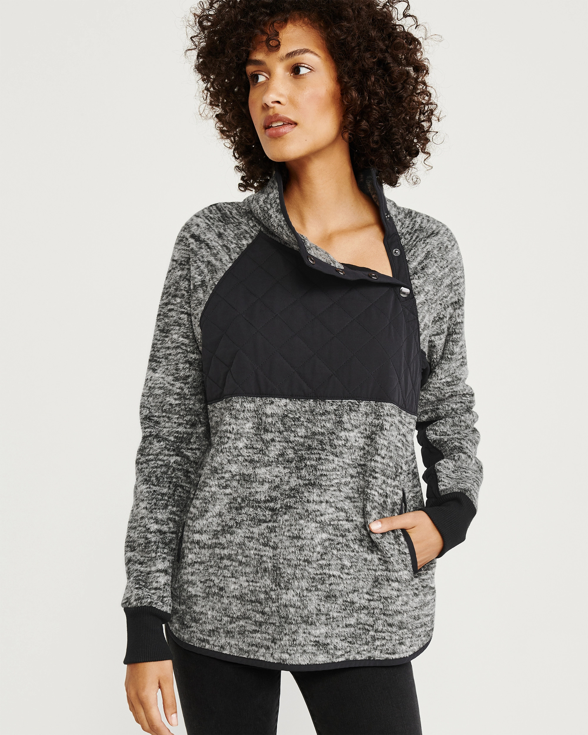 Asymmetrical Snap-Up Fleece | Abercrombie & Fitch (US)