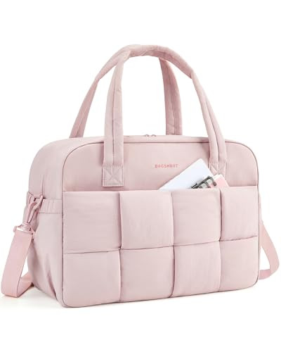 BAGSMART Gym Bag for Women, Personal Item Bag Puffer Duffle Bag, Weekender Overnight Bag Carry On Tote Bag for Travel, Pink | Amazon (US)