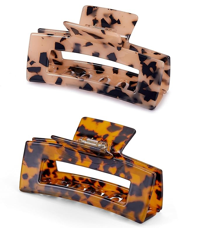 Amazon.com: Large Hair Claw Clips Big Cutout Tortoise Shell Celluloid Hair Jaw Clips 4.1inch Fren... | Amazon (US)