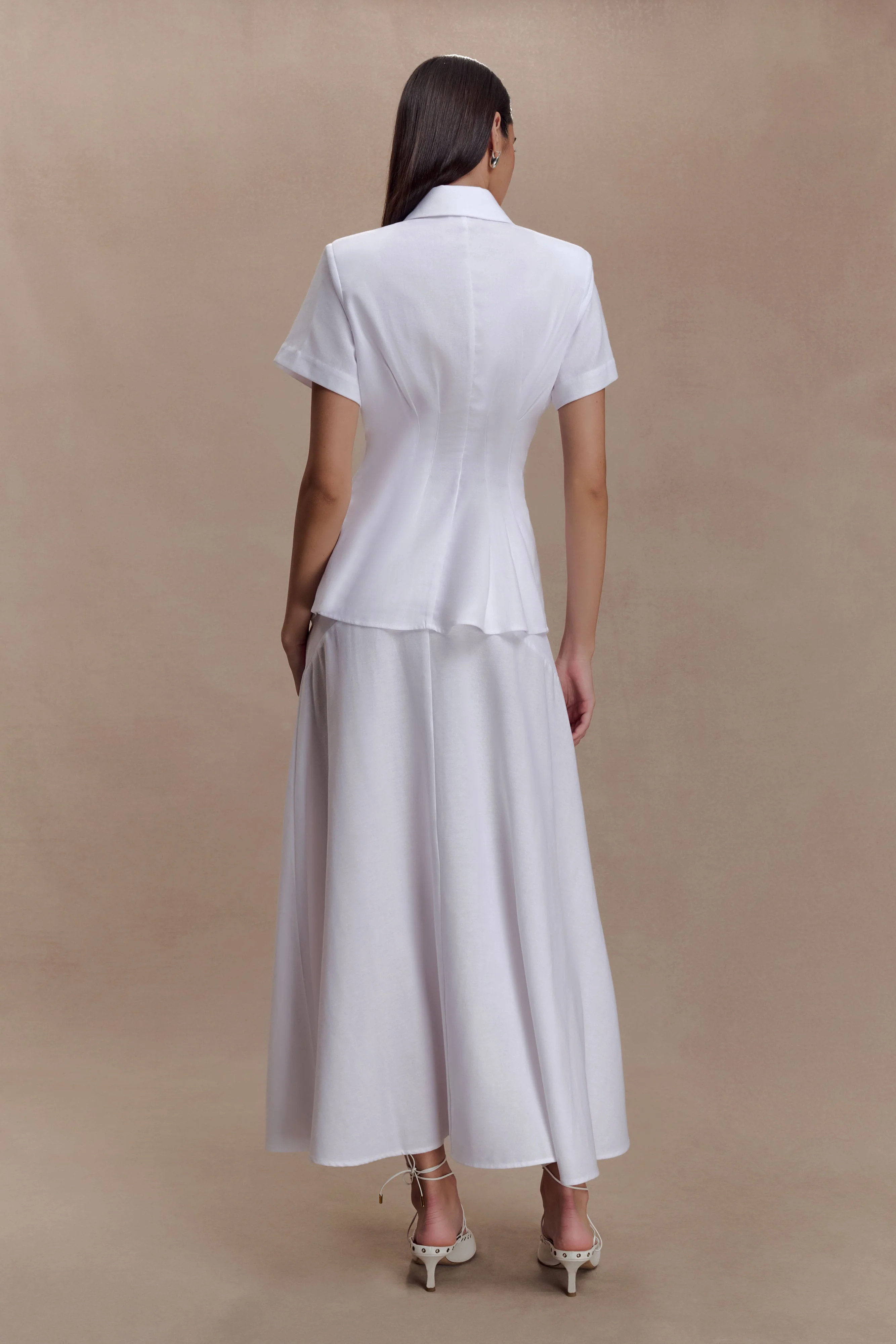 Short Sleeve Linen Shirt - White | MESHKI US