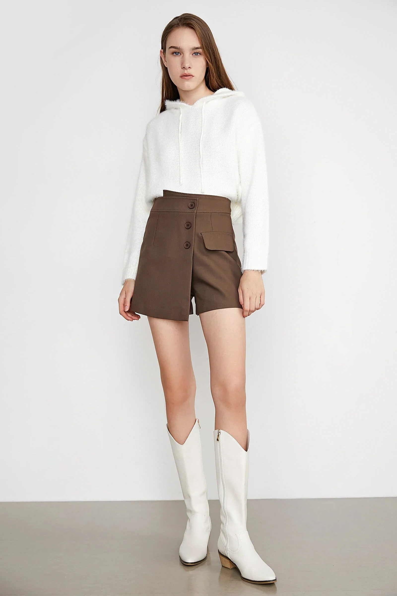 Bryton Tan High Waist Skirt | J.ING