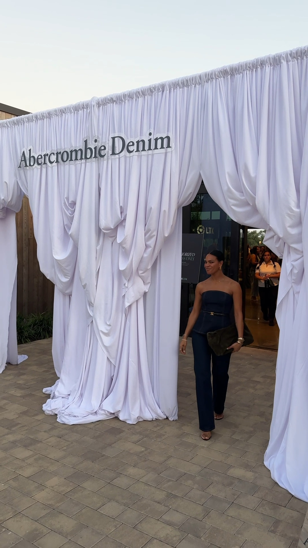 Abercrombie happy hour! Wore this belted denim strapless top with my own belt, and these curve love straight jeans in a dark wash. Sized down in the jeans! 

#LTKOver40 #LTKCon