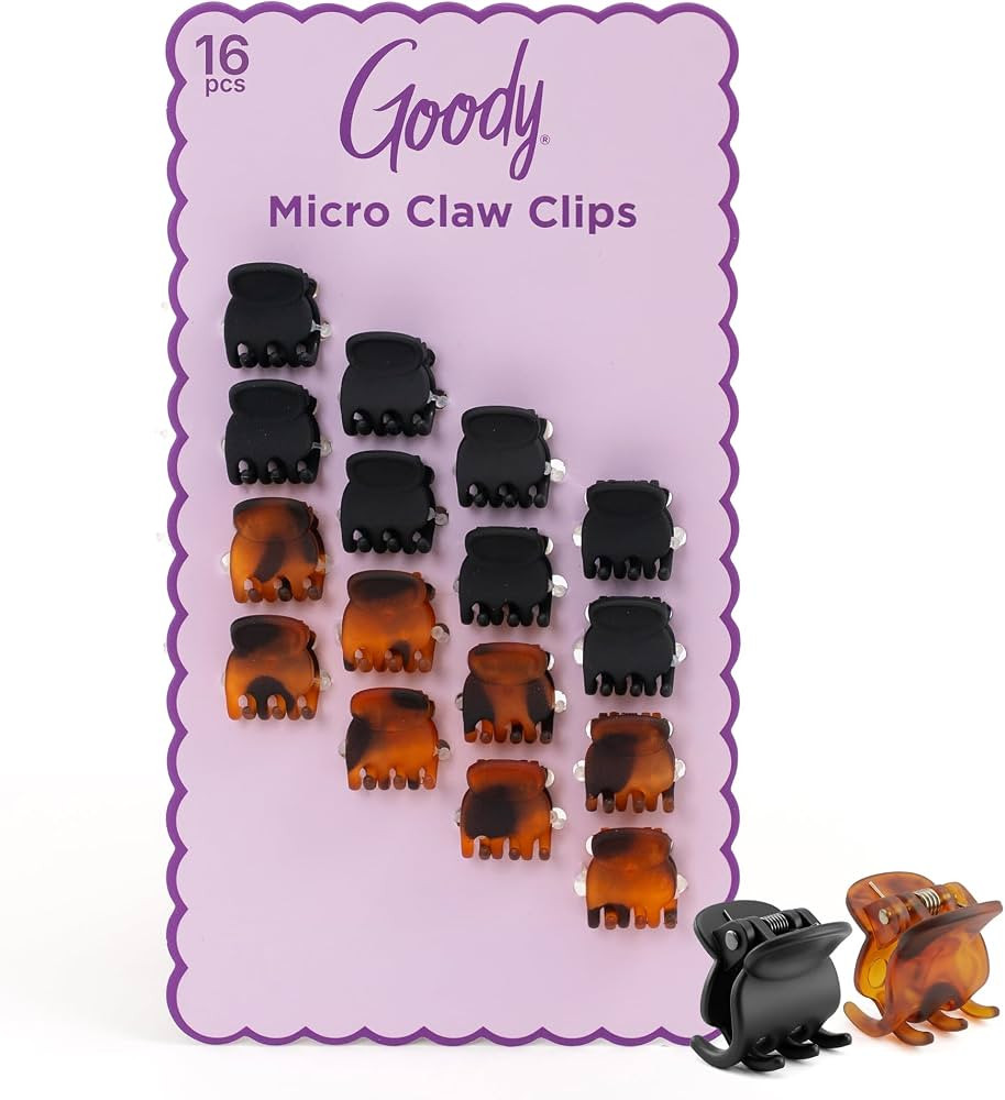 Goody SlideProof Mini Claw Clips, Stylish, Secure Grip Small Hair Clips, Styling Accessories for ... | Amazon (US)