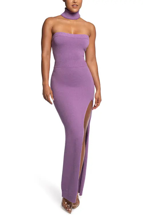 JLUXLABEL Cutout Turtleneck Maxi Sweater Dress in Purple at Nordstrom, Size Large | Nordstrom